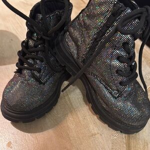 Zara Kids Glitter Boots - Black and Silver